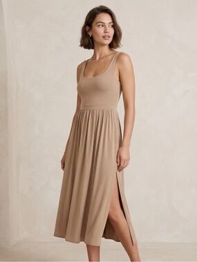 Aritzia Wilfred Sz S Market Tan Casual Minimalist Midi Dress
